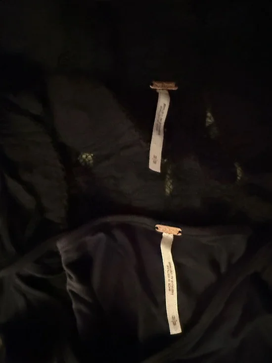 Free People Black Sheer Lace Button-Front Long Sleeve Dress - Picture 4 of 5